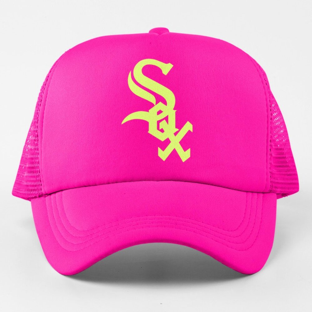 NEW Chicago White Sox Electric Pop Foam Trucker Snapback Hat NEON HOT PINK